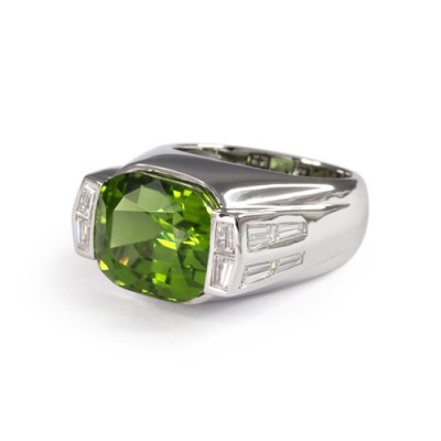 Men s Peridot and Diamond Ring